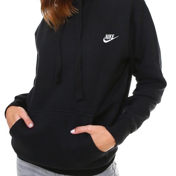 NEW UNISEX NIKE BLACK CLASSIC LOGO PULLOVER HOODIE - Picture 6 of 7